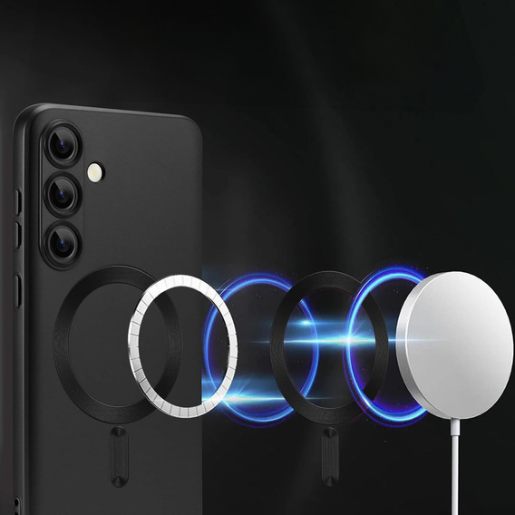 Carcasă pentru Samsung Galaxy S25+ Plus, ColorMag, pentru MagSafe, negru + sticlă călită 9H
