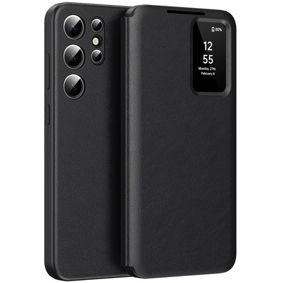 Husă cu clapetă pentru Samsung Galaxy S23 Ultra, Smart View Wallet, negru