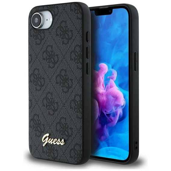 GUESS Huse pentru iPhone 16E, 4G Metal Gold Logo, negru