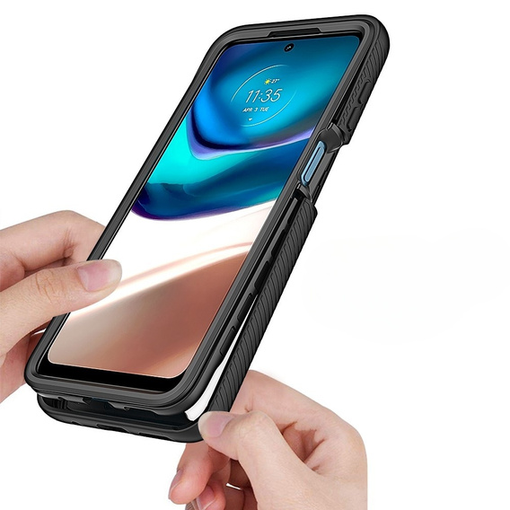 Carcasă pentru Motorola Moto G42 4G, Shockproof, cu folie, negru