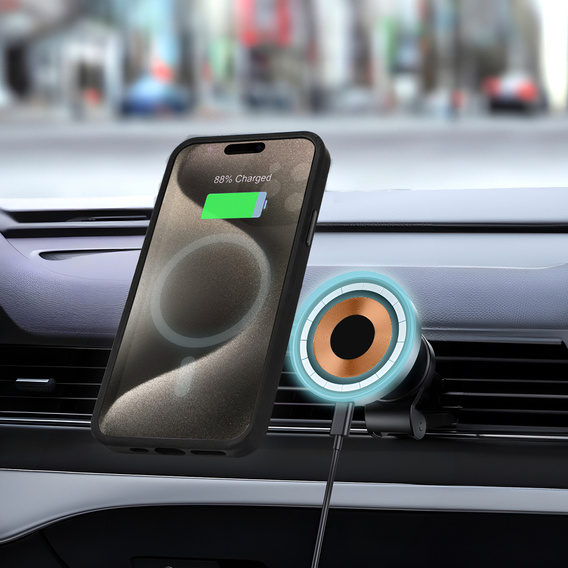 Husă pentru iPhone 15 Pro Max, pentru MagSafe, ERBORD Matt Case, negru + sticlă pentru ecran