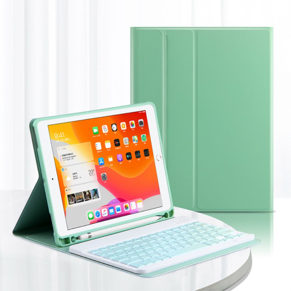 Carcasă + tastatură iPad 10.2 7/8/9 gen 2019/2020/2021, Keyboard Cover Pen Slot, verde
