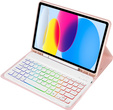 Husă cu tastatură bluetooth iluminată pentru iPad 10.9 2022 (10 gen.), roz