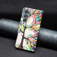 Cu clapetă pentru Samsung Galaxy M34, Wallet, tree of life, alb