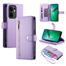 Cu clapetă pentru Oppo Reno 13F 5G, Wallet Zipper Pocket, violet