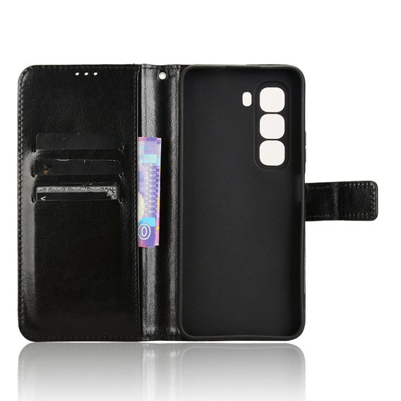 Cu clapetă pentru Infinix Hot 50 Pro+ 4G, Crazy Horse Wallet, negru