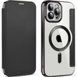 Cu clapetă pentru iPhone 12 Pro, RFID Wallet MagSafe CamShield, negru