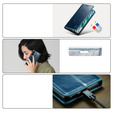 Carcasă flip CASEME pentru Samsung Galaxy S21 FE, Waxy Textured, albastru