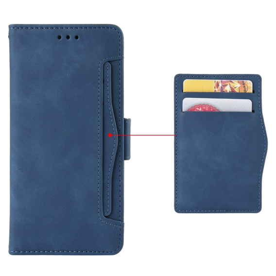 Cu clapetă pentru Realme 14 5G / Realme 14T 5G, Card Slot, albastru închis