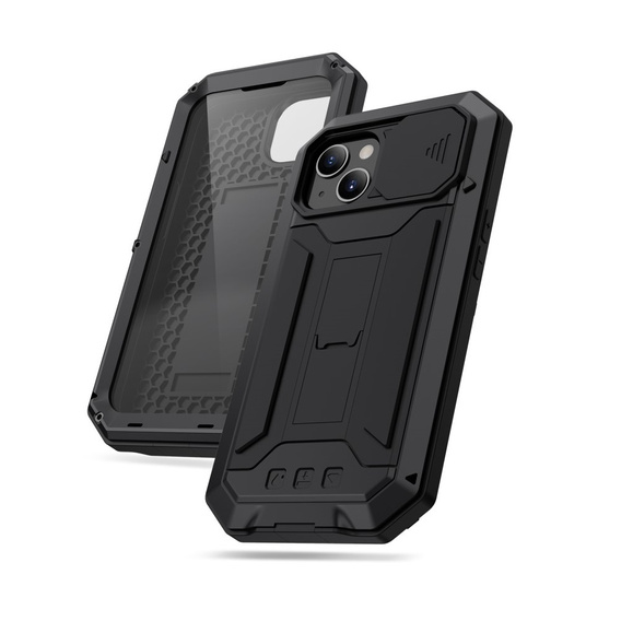Husă pentru iPhone 13, R-JUST CamShield Slide, armată, negru