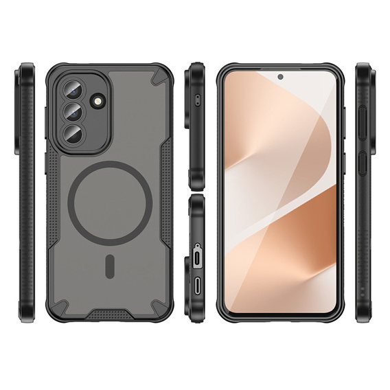 Husă blindată pentru Samsung Galaxy A57 5G, pentru MagSafe, mată, neagră