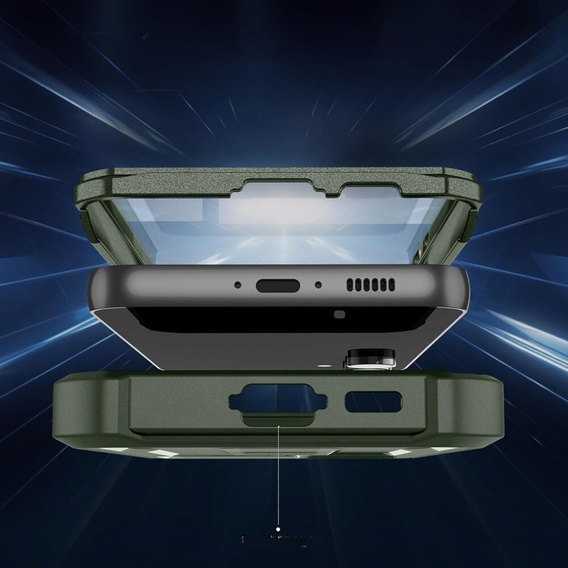 Husă blindată pentru Samsung Galaxy S23 FE, Dexnor Full Body (Two Frames), verde