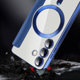 Cu clapetă pentru Samsung Galaxy S24+ Plus, RFID Wallet MagSafe CamShield, albastru închis