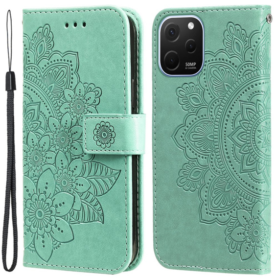 Cu clapetă pentru Huawei Nova Y61, Mandala Flower, verde