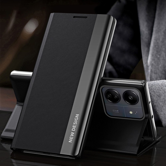 Cu clapetă pentru Xiaomi Redmi 13C / Poco C65, Side Magnetic, negru