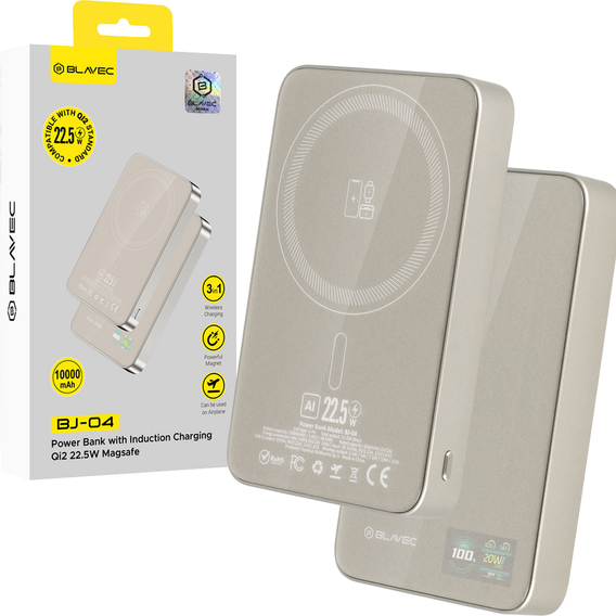 Power Bank 10000mAh Slim 22.5W MagSafe 3-in-1 pentru iPhone 12-17, AirPods, Apple Watch și smartphone-uri cu încărcare inductivă