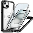 Carcasă pentru iPhone 15 Plus, blindată Full Protect 360° pentru MagSafe, sticlă pentru ecran, negru