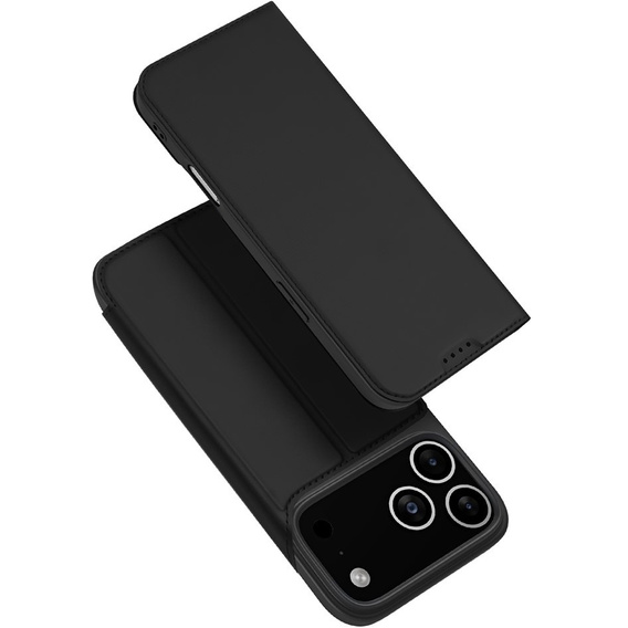 Husă Dux Ducis pentru iPhone 17 Pro Max, Skin Pro, cu clapetă, cu slot pentru carduri, negru