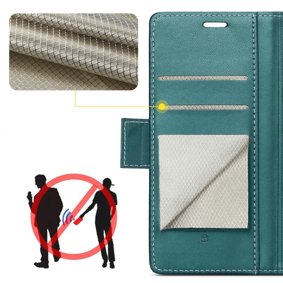 Husa cu clapetă CASEME pentru Samsung Galaxy A54 5G, Litchi Wallet, verde