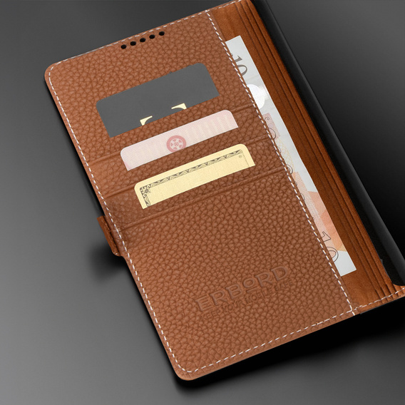 Husă din piele pentru Samsung Galaxy S24, ERBORD LeatherWallet, maro
