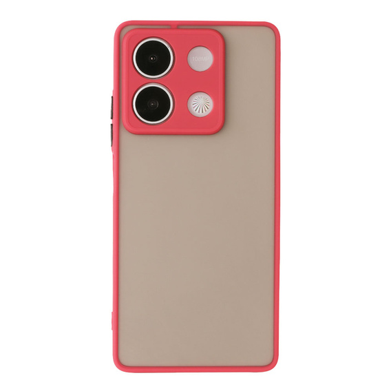 Carcasă din silicon pentru Xiaomi Redmi Note 13 5G, cu protecție pentru camera foto, transparent / roșu + sticlă călită 9H