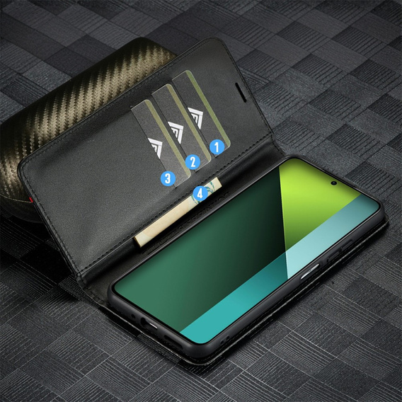 Carcasă cu clapetă pentru Xiaomi Redmi Note 13 Pro 5G, Carbon LC.IMEEKE, negru