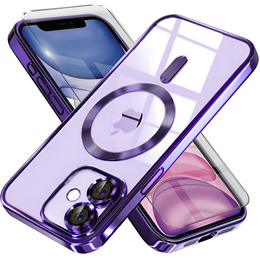 Husă pentru iPhone 11, Electro MagSafe, violet + Sticlă pentru ecran