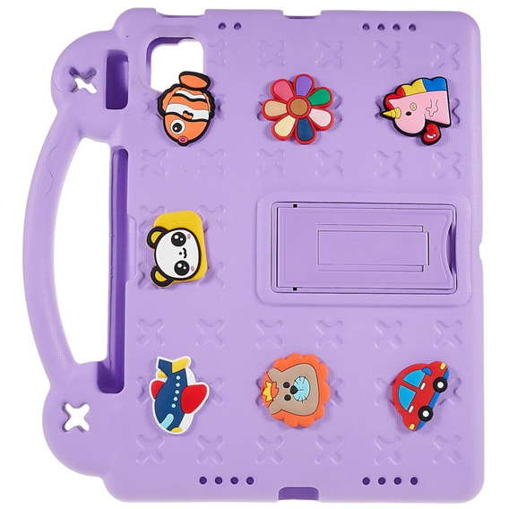 Husă pentru copii pentru Apple iPad Air 11" 6 gen. 2024, Cute Patterns, cu suport, violet