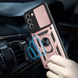 Husă blindată pentru Samsung Galaxy S21 FE, CamShield Slide, roz rose gold