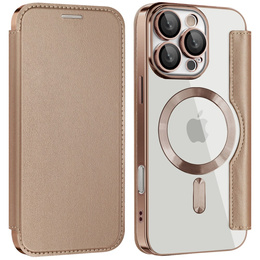 Cu clapetă pentru iPhone 16 Pro Max, RFID Wallet MagSafe CamShield, de aur
