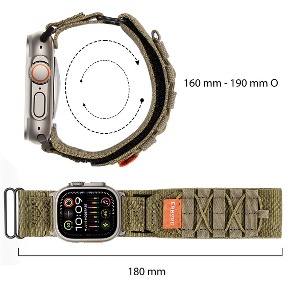 ERBORD Runner curea din nylon pentru Apple Watch 1/2/3/4/5/6/7/8/9/SE/ULTRA/ULTRA 2 42/44/45/49MM