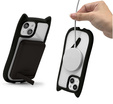 Husă pentru iPhone 13 / iPhone 14, pentru MagSafe, Cute Cat, negru + sticlă pentru ecran