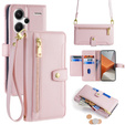 Cu clapetă pentru Xiaomi Redmi Note 13 Pro+, Wallet Zipper Pocket, roz
