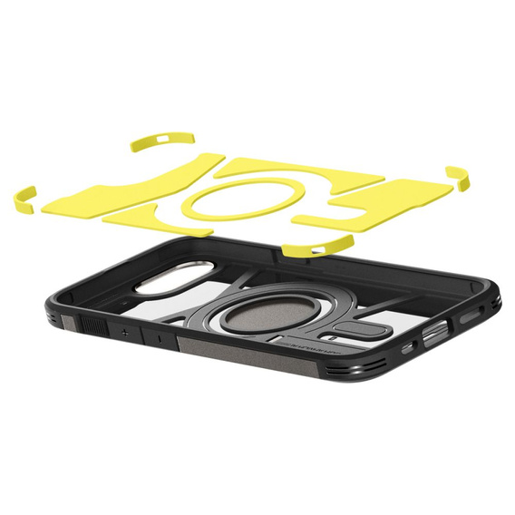 Carcasa Spigen pentru iPhone 16E, Tough Armor Mag MagSafe, gri + 9H Tempered Glass