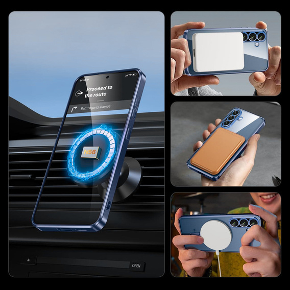 Husă pentru Samsung Galaxy A26, Electro MagSafe, albastru închis + Sticlă pentru ecran