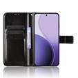 Husă cu clapetă pentru Oppo Reno 14, cu textură Crazy Horse, negru