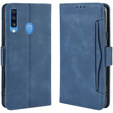 Cu clapetă pentru Samsung Galaxy A20s, Card Slot, albastru închis