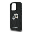 Husă rigidă Karl Lagerfeld Monogram Karl & Choupette Head Pin pentru iPhone 16 Pro
