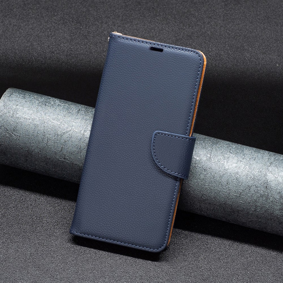 Cu clapetă pentru Samsung Galaxy A55 5G, Wallet Litchi Leather, albastru închis