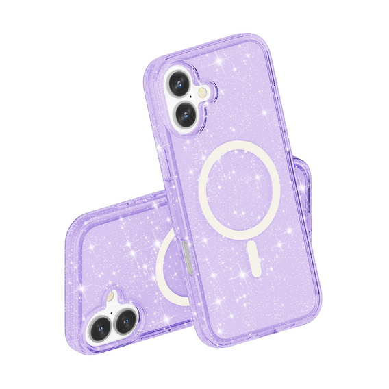 Husă pentru iPhone 17, pentru MagSafe, glitter, violet translucid