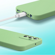 Carcasa pentru Samsung Galaxy A15, Silicone Lite, verde + sticlă 9H