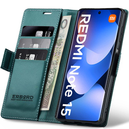 Husă flip lucioasă ERBORD Litchi pentru Xiaomi Redmi Note 15 5G