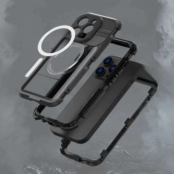 Carcasă impermeabilă IP68 pentru iPhone 14 Pro, SHELLBOX MagSafe, negru