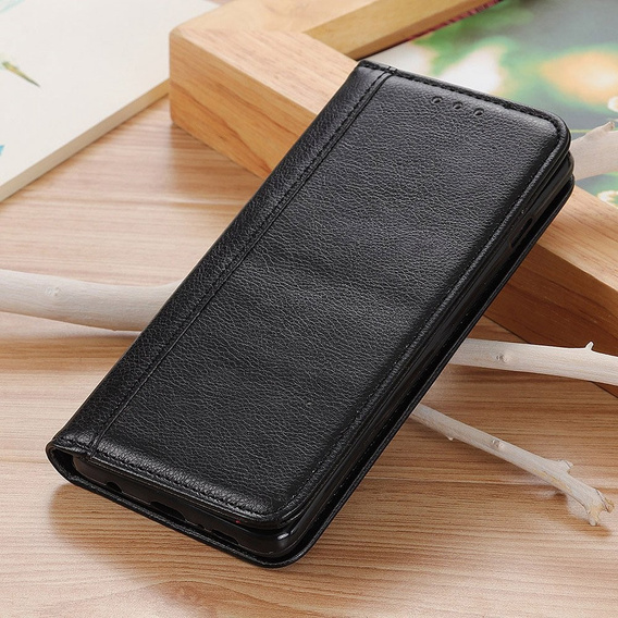 Huse pentru Xiaomi Redmi Note 12S, Wallet Litchi Leather, negru