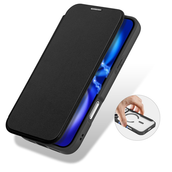 Husă Dux Ducis pentru iPhone 17 Pro, Skin X Pro, cu clapetă, pentru MagSafe, negru