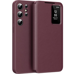 Husă cu clapetă pentru Samsung Galaxy S25+ Plus, Smart View Wallet, maroon