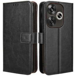 Cu clapetă pentru Xiaomi Poco F6, Crazy Horse Wallet, negru