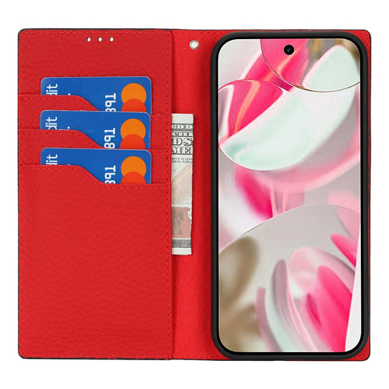 Husă cu clapetă pentru Google Pixel 10 / 10 Pro, piele Litchi Grain, negru