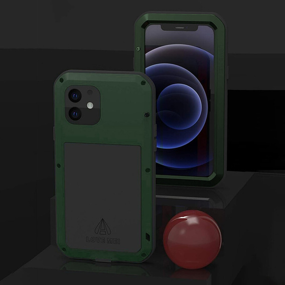Love Mei Huse pentru iPhone 12 Mini, armored with glass, verde