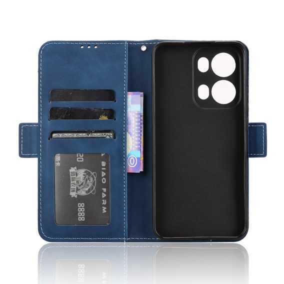 Cu clapetă pentru Oppo Reno 13 Pro, Card Slot, albastru închis